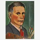Prof. Dr. Hermann Flesche, Selbstportrait, Öl auf Papier