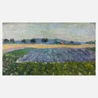Louis Hayet, Sommerlandschaft mit Feldern, Öl auf grober Leinwand und Karton