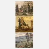 Hans Hentschke, "Altes Bauernhaus bei Worpswede", Gouachen auf Karton