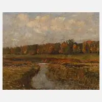 Leo Hohlfeld, "Am Löbben bei Dessau", Öl auf Pappe