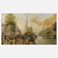 Blumenmarkt in Amsterdam by R. Hornemann, Öl auf Leinwand, sold May 2021