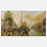 R. Hornemann, Blumenmarkt in Amsterdam, Öl auf Leinwand