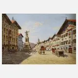 Rudolf Kalb, "Obere Marktstraße in Tölz", Öl auf Malplatte