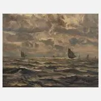 F. Köhrich, "Deutsche Fischerboote im Skagerak", Öl auf Pappe