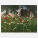 Ida Kupelwieser, "Wiese mit Mohn", 1912, Öl auf Leinwand