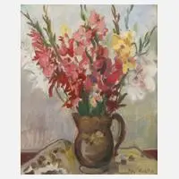 Paul Kusche, Blumenstillleben, Öl auf Platte