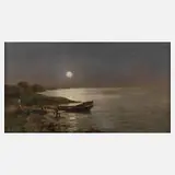 Heinrich Lang, "Mond am Müggelsee", Öl auf Leinwand