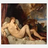 Prof. Oscar Larsen, Danaë vom Goldregen geschwängert, 1926, Öl auf grober Leinwand