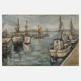 Rudolf Lunghard, Im Hafen, 1902, Mischtechnik auf Leinen und auf Karton kaschiert