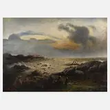 S. Lingenau, Schiffbruch an der Küste, 1927, Öl auf Leinwand und Keilrahmen