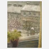 P. Molnár, Wintertag, Öl auf Leinwand