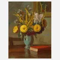 Ernst Müller, Blumenstillleben, Öl auf Leinwand und Karton