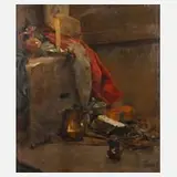 Jan Pašek, Malerstillleben, Öl auf grober Leinwand und Keilrahmen