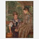 Hans Schilcher, Mädchen im Garten, Öl auf Leinwand