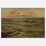 Waldemar Schlichting, "Schwere Brandung vor Borkum", Öl auf Leinwand
