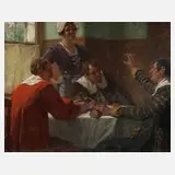Victor Schivert, "Der Aufschneider", Öl auf Leinwand
