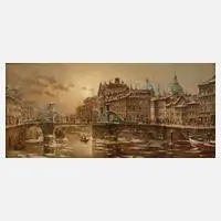 Heinz Scholtz, "Berlin Jungfernbrücke", Öl auf Kupfer