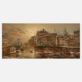 Heinz Scholtz, "Berlin Jungfernbrücke", Öl auf Kupfer