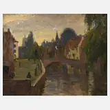 Prof. Dr. Julius Wolfgang Schülein, "Kanal in Brügge I", Öl auf Holzplatte
