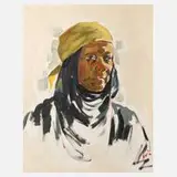Ismail Shammout, Frau in palästinensischer Tracht, Öl auf Leinwand