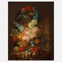 Josef Steiner, Blumenstillleben, Öl auf Holzplatte