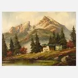 Wolfgang Heinz Unger, Partie in den Alpen, Öl auf Leinwand