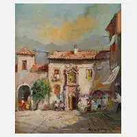 Randolf Wehn, südländische Straßenszene, Öl auf Leinwand