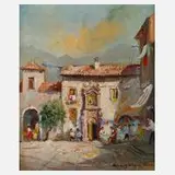 Randolf Wehn, südländische Straßenszene, Öl auf Leinwand