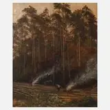 Paul Weisenfels, Reisigfeuer, Öl auf Leinwand