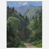 Prof. Julius Widnmann, "Bergstraße", Öl auf Leinwand und Keilrahmen
