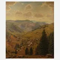Hermann Wolf, Schwarzwaldlandschaft, Öl auf Pappe