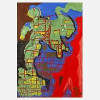 Expressive Komposition by Hans Zern Zeroo, Öl auf Leinwand und Keilrahmen, sold May 2021
