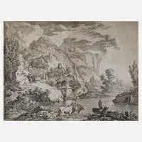 Gebirgslandschaft mit See by Daniel Düringer, Radierung, sold May 2021