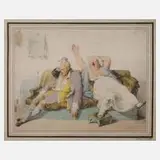 Charles Étienne Pierre Motte, Paar im Interieur, Lithographie