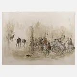 Otto Bachmann, Fantastische Jagdgesellschaft, aquarellierte