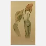 Bruno Bruni, Paar weibliche Akte, Farblithographie mit Tonplatte