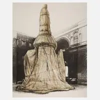 Christo, "Wrapped Monument to Leonardo", Zeichnung mit der Darstellung des verhüllten Denkmals in Mailand