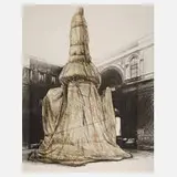 Christo, "Wrapped Monument to Leonardo", Zeichnung mit der Darstellung des verhüllten Denkmals in Mailand