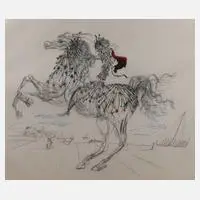 Salvator Dali, Reiter vor Landschaft, Farbradierung