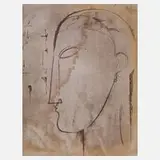 Amedeo Modigliani, Jünglingskopf, Radierung mit Plattenton