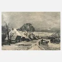 Martin Schöne, Winter im Dorf, Radierung