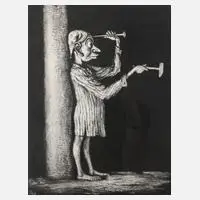 Prof. Andreas Paul Weber, Der Schlag in Leere, Lithographie mit Tonplatte
