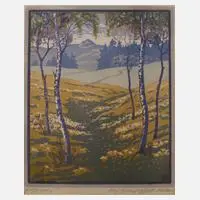 "Frühlingstag" by Karl Johne, Farbholzschnitt, sold May 2021