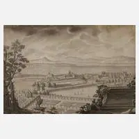 Philip Gunderstorffer, Ansicht der Wiener Vorstadt, Tuschezeichnung