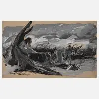 Hans von Bartels, Am Brunnen, Gouache auf Karton