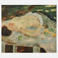 Klöpffer, Liegender Akt, Aquarell