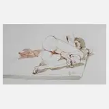 Hetty Liebelt, Liegender Damenakt, 1992, Tusche in Sepia und Aquarell