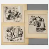 Georg Mühlberg, Drei Illustrationszeichnungen, Tuschefederzeichnungen und partiell Deckweiß