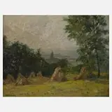 Emil Fröhlich, Landschaft bei Hohburg, Öl auf Pappe
