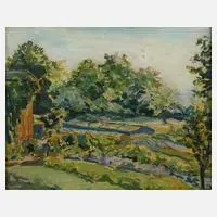 Dr. Hanns Georgi, Sommerlicher Garten, Öl auf Karton